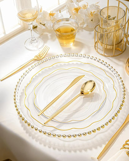 bUCLA 180PCS Clear Plastic Plates