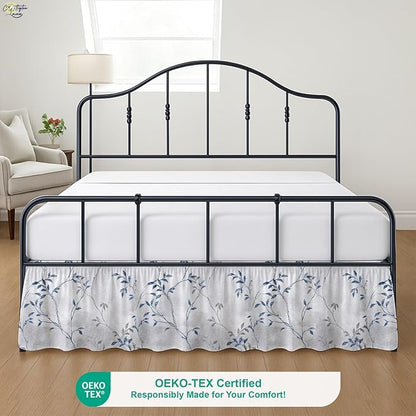 Cottington Lane Ruffled Bed Skirt Queen Size with Split Corner, Brushed Microfiber Hotel Quality Dust Ruffle, 16 Inch Drop Gathered Bedskirt, Soft, Stylish, Shrink & Fade Resistant, Neutral Nature