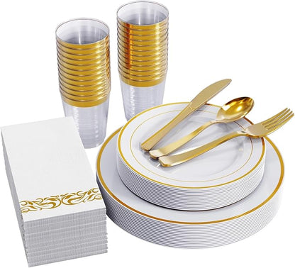 FOCUSLINE 175 Count Gold Dinnerware Set