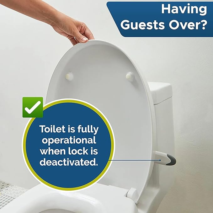 Baby Toilet Lock by Wappa Baby - 9"L x 4"W - Ideal Baby Proof Toilet Lid Lock - No Tools Needed Easy Installation with 3M Adhesive - Top Safety Toilet Seat Lock - Fits Most Toilets - White (1 Pack)