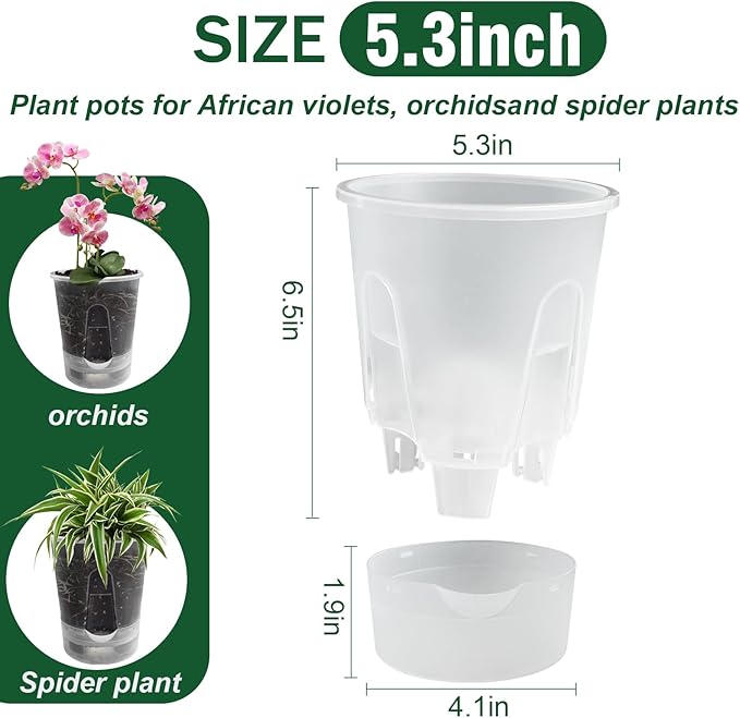 Cdd's Path Upgraded 5-Pack 6 Inch Naked Root Planter Self Watering Pots Set