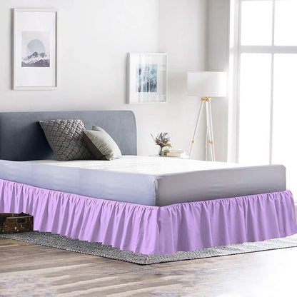 Bed Skirt - Ruffled Bed Skirt (Twin, Lilac) 12 Inch Drop Dust Ruffle with Platform, 100% Cotton 800 Thread Count Fabric - Dust Ruffle Bedskirt for Easy Fitting and Easy Care