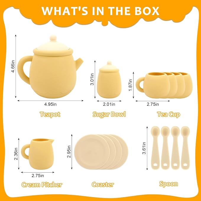MCGMITT Toy Tea Set, Silicone Tea Party Set