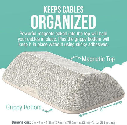 Smartish® Magnetic Cord Holder - Bigger Cable Wrangler Organizer with Magnet Clips for Charger Management on Desktop, Nightstand, or Side Table - Holds 6+ Cables - Lightly Toasted Beige