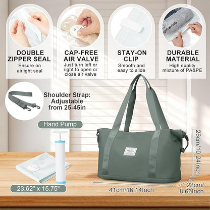 Travel Duffel Bag, Sports Tote Gym Bag, Shoulder Weekender Overnight Bag for Women