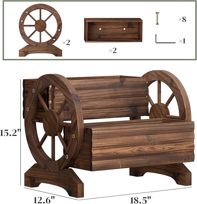 Wooden Wagon Planter Flower Cart