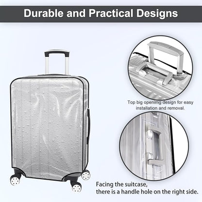 Suitcase Cover for 28" Luggage TSA Approved Clear PVC Thickened Protective Sleeve Waterproof Cover for Wheeled Luggage