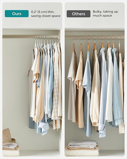 SONGMICS Clothes Hangers, Pack of 30 Plastic Coat Hangers, Space-Saving, White and Dark Gray UCRP050W03