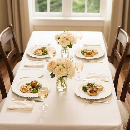 U-QE 60PCS Ivory Plastic Plates