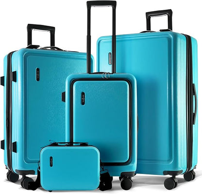 Hard Shell Luggage Sets with Spinner Wheels 4 Piece, Expandable Large Suitcases with TSA Lock, Travel Large Suitcase Set, Teal Luggage Set