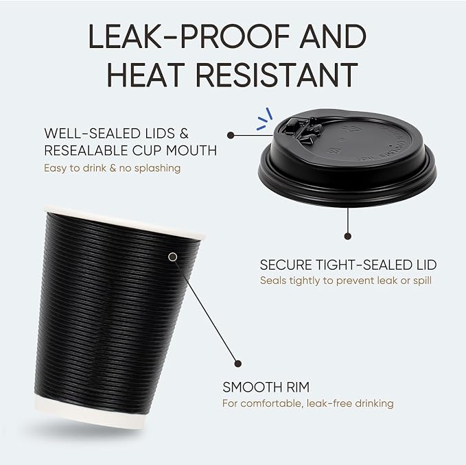 100 Pack 12 oz Disposable Coffee Cups