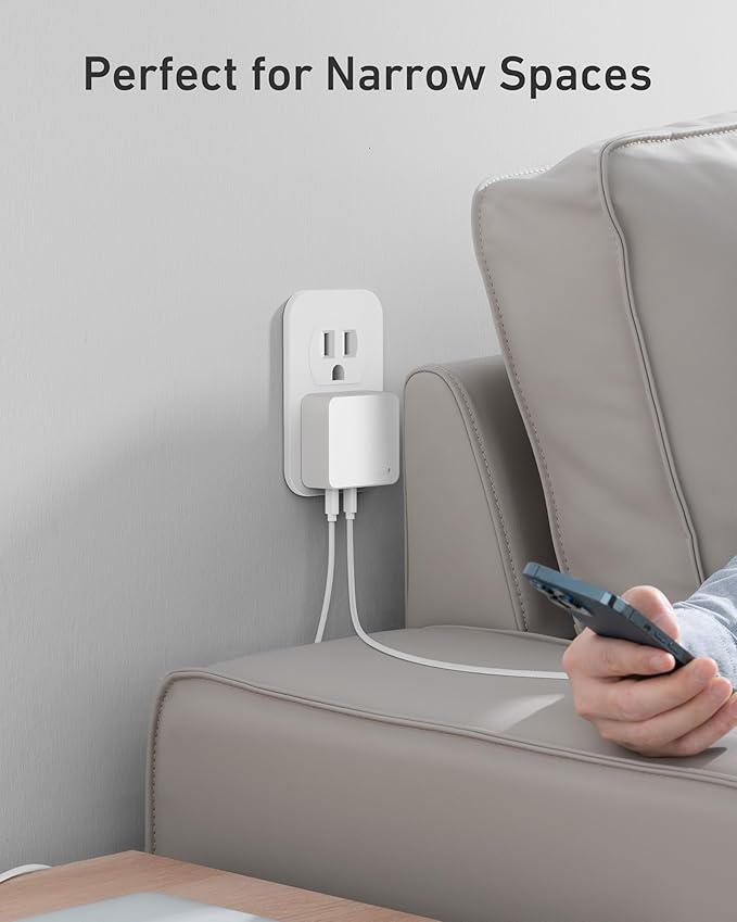 Nekmit 100W Flat USB C Charger Block, 3-Port GaN Fast Wall Charger, USB C Wall Plug for MacBook Pro/Air, iPad, iPhone, Galaxy and More (White, 100W)