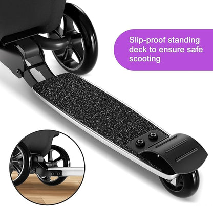2-in-1 Ride-On Scooter Suitcase, Scooter Luggage for Kids Ages 5-12, Foldable & Lightweight Carry with LED Light-Up Wheels