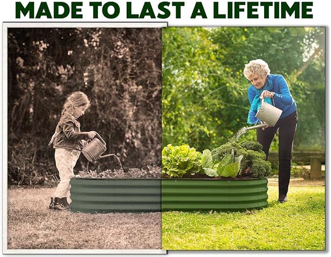 Plant & Plot Galvanized Raised Garden Beds Outdoor // 4×2×1 ft Planter Raised