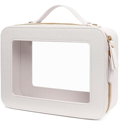 LETGO Clear Makeup Bags, TSA Approved Toiletry Bag with Zipper, Clear Makeup Organizer Large Fit Carry-on Travel Essentials,Clear Cosmetic Bags for Women Men (Large-White) (YunGoGo)