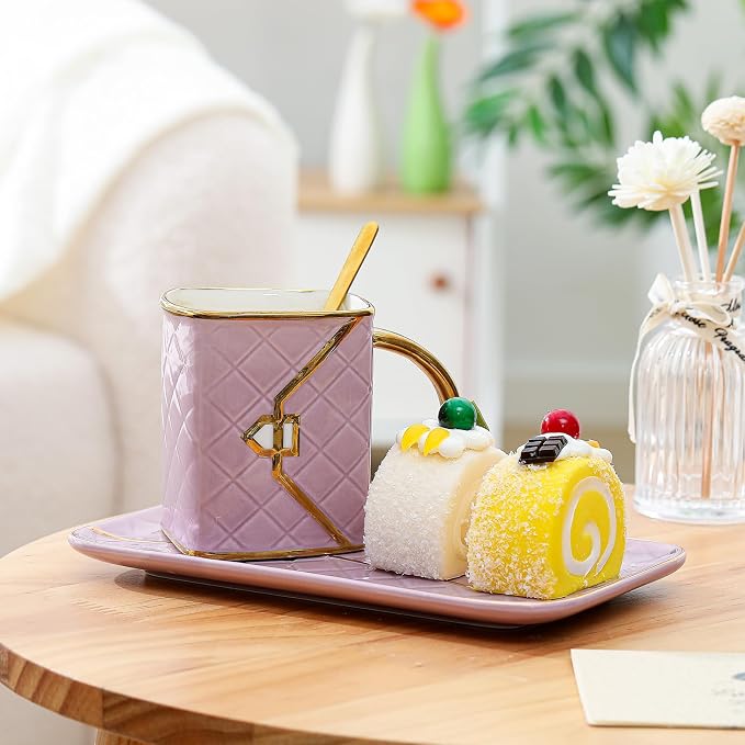 Zubebe 1 Set Coffee Mug Elegant Handbag Shaped Cup Modern Ceramic Purse Mug
