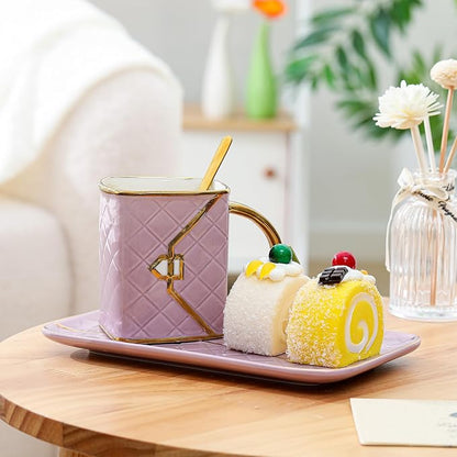 Zubebe 1 Set Coffee Mug Elegant Handbag Shaped Cup Modern Ceramic Purse Mug