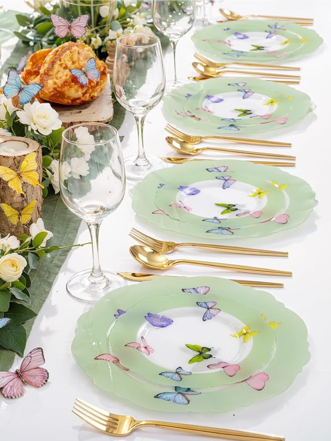 20PCS Green Butterfly Plates