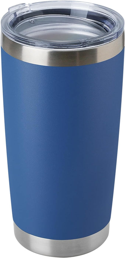 DOMICARE 20oz Stainless Steel Tumbler Bulk with Lid, Double Wall Vacuum Insulated Travel Mug, Powder Coated Coffee Cup (Dark Blue, 1)