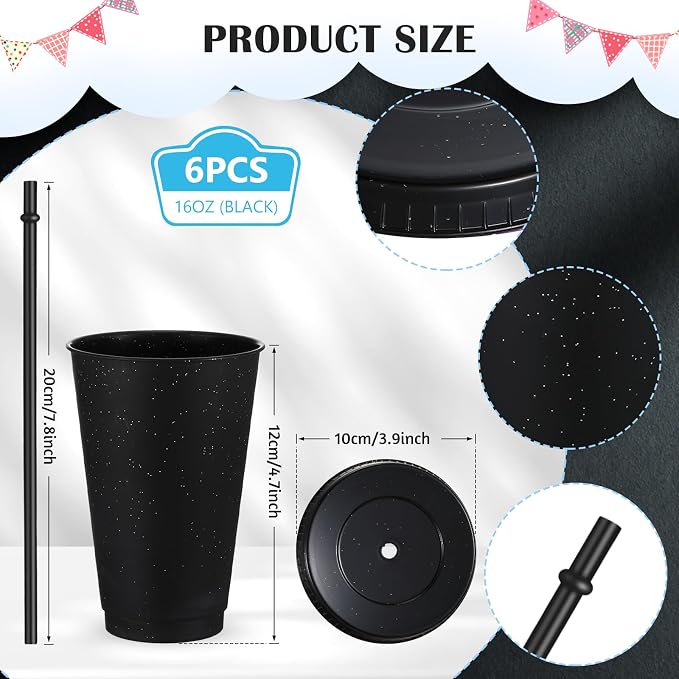 Uiifan 6 Pcs 16 oz Reusable Tumbler
