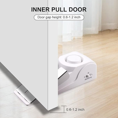 2 Pack Door Stop Alarm, Door Stopper with 120DB Security Alarm, Floor Wedge Door Stop Siren, Door Security Devices for Traveling, Apartment, Hotel and Home, White