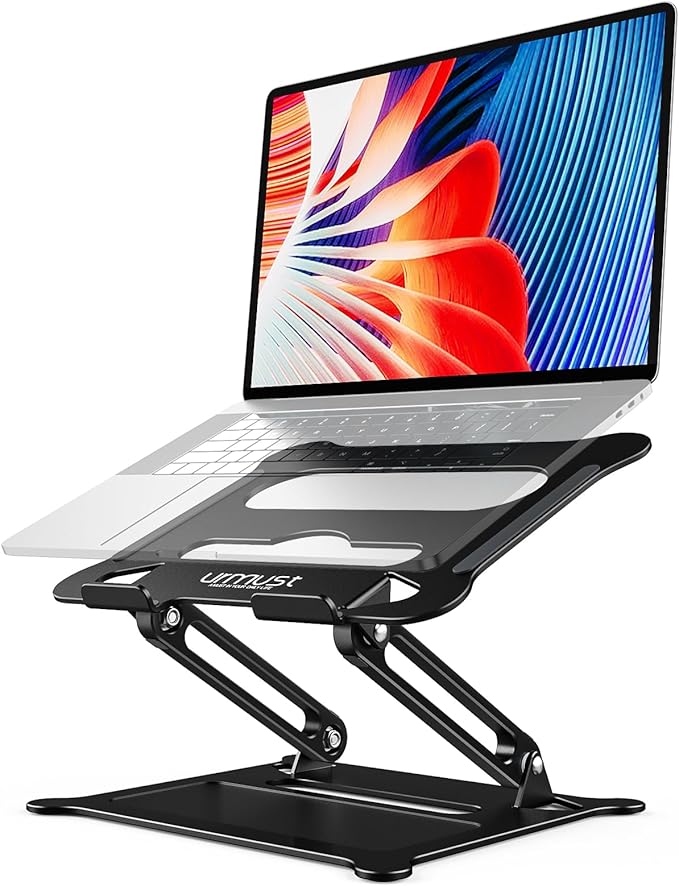 Urmust Laptop Notebook Stand Holder Adjustable Laptop Stand Portable Computer Riser Compatible with MacBook Air Pro HP Dell XPS Lenovo All Laptops 10-15.6"(Black)