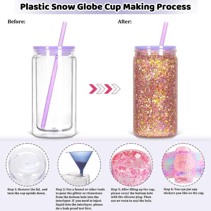 12 Pack Acrylic Snow Globe Tumbler