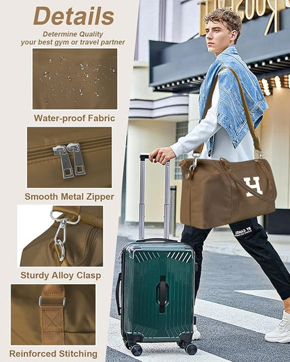 Birthday Graduation Gifts for Daughter,Initial Travel Duffel Bag Sports Gym Bag for Girls Teen Kids Birthday Gifts,Personalized Weekender Bag Carry On Tote Bags Cute Overnight Bag for Women(Brown, H)