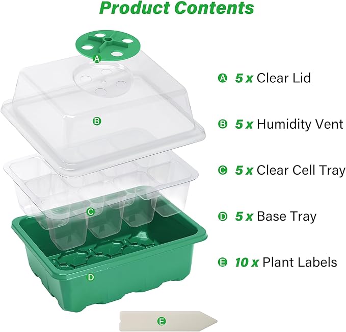 Bonviee 5-Pack Seed Starter Trays, Seed Starter Kit
