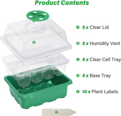 Bonviee 5-Pack Seed Starter Trays, Seed Starter Kit
