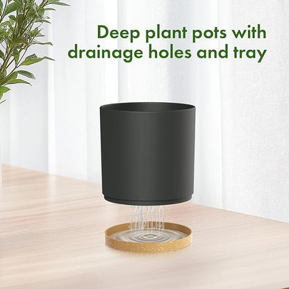 8/7/6 inch Flower Pots, 3 Pack Cylinder Plant Pots