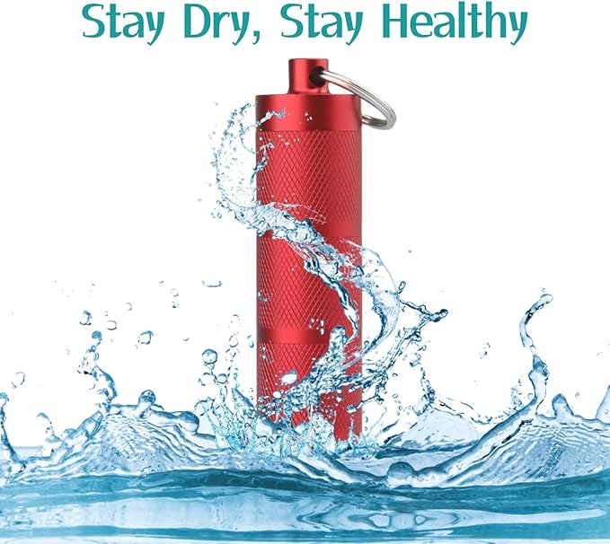 Waterproof Keychain Pill Holder - Compact, Portable, and Secure Pill Box with 3 Compartments - Pocket-Sized Pill Case and Container for Daily Medication on The Go (Wine Red)