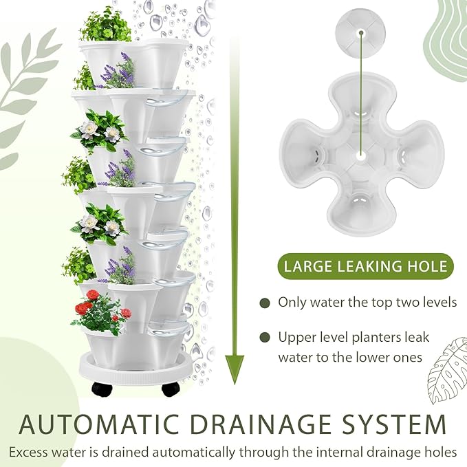 Umigy 2 Set of 7 Tier Vertical Planter Stackable Tower Planters Strawberry Herb