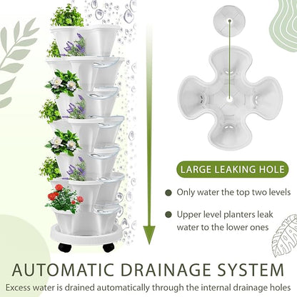 Umigy 2 Set of 7 Tier Vertical Planter Stackable Tower Planters Strawberry Herb