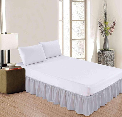 SlumberWell Queen Bed Skirt with Split Corners, Soft Microfiber, 18 Inch Drop, Light Grey Solid, Elegant Ruffled Design