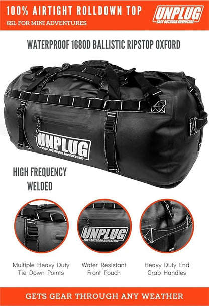 Duffel Bag, Storm Grey, Waterproof, 1680D Heavy Duty, Tactical Duffle Bag for Travel, Camping, Motorcycle, Hunting, Boating