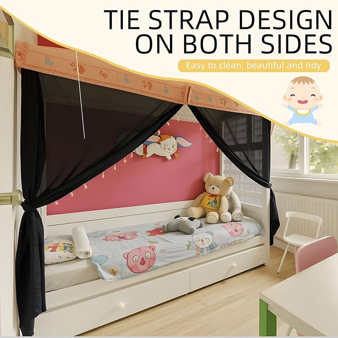 4 Corners Mosquito Net for Mosquiteros para Camas Bed Canopies Netting Bed Drapes Rectangular Mosquito Mesh for Camping Home Outdoor Travel(Black,L78 X W71 X H67 Inch,Opening)