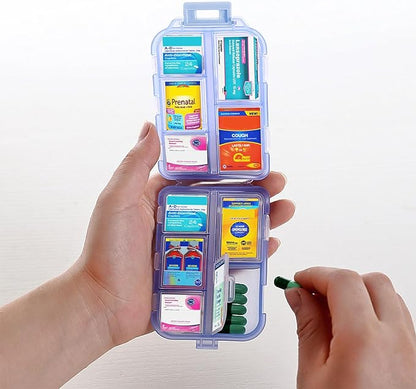 Small Pill Case Travel Pill Box Cute Pill Organizer for Purse Portable Daily Medicine Organizer 10 Compartment Pill Holder for Vitamins, Fish Oil, Supplements