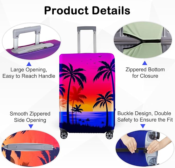 Pink Dino Suitcase Luggage Cover, Thick Suitcase Cover for Carry on Luggage Protector Fits 18-30 Inch Case