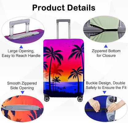 Pink Dino Suitcase Luggage Cover, Thick Suitcase Cover for Carry on Luggage Protector Fits 18-30 Inch Case