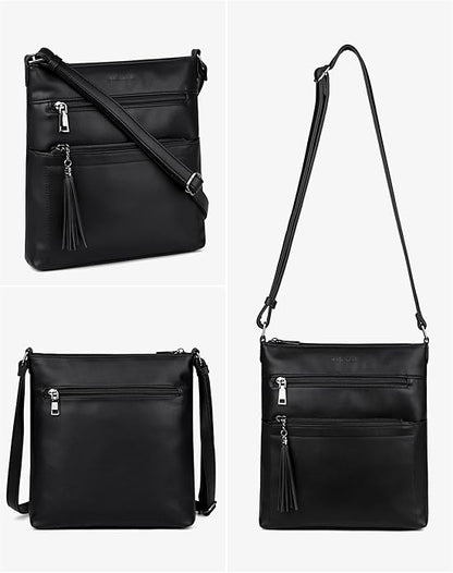 MASINTOR Crossbody Purses for Women, Multi Pocket Casual Crossbody Bag, Adjustable Strap Shoulder Bag with Tassel