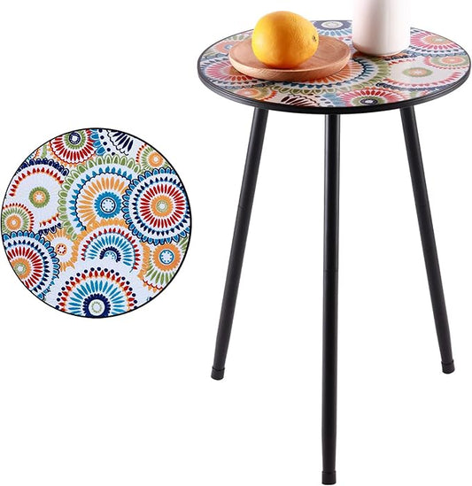 1 Pack Metal Outdoor Side Table Small Outside Round End Table