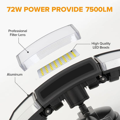 LUTEC 72W 7500LM LED Security Lights Motion Sensor Light Outdoor, 5000K Daylight