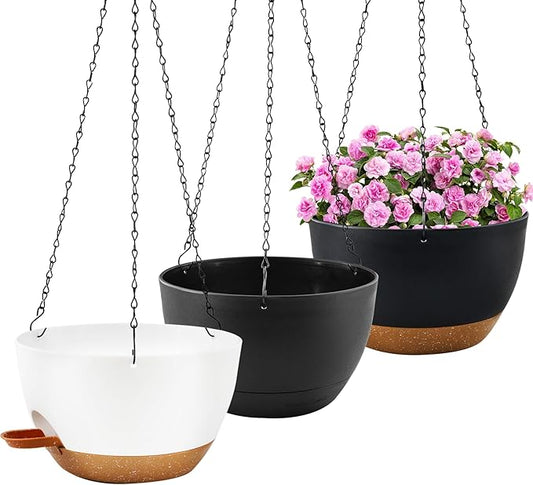 10 inch Hanging Planters for Indoor Plants, 3 Pack Self-Watering Hanging