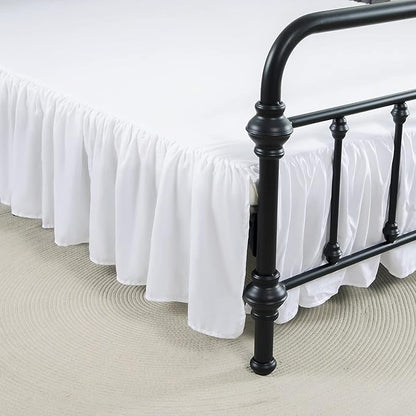 Bed Skirt Queen Size Ruffled Bed Skirt with Split Corners, 22 Inch Drop Dust Ruffle Bed Skirt with Platform, White, Queen - 22" Drop