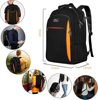 MATEIN Travel Laptop Backpack, Slim Sturdy College Laptops Backpack with USB Charging Port, Business Anti Theft Water Resistant Computer Bag Gift for Men & Women Fits 15.6 Inch Notebook