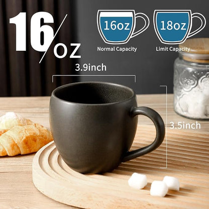 Coffee Mugs Set of 4, Ceramic Coffee Cups