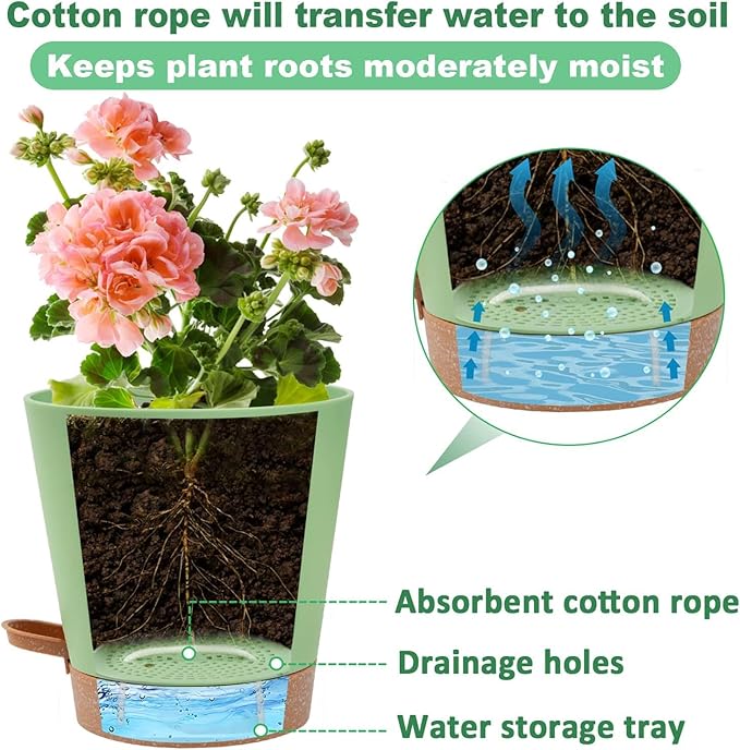 5in Self Watering Pots for Indoor Plants