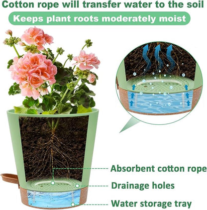 5in Self Watering Pots for Indoor Plants