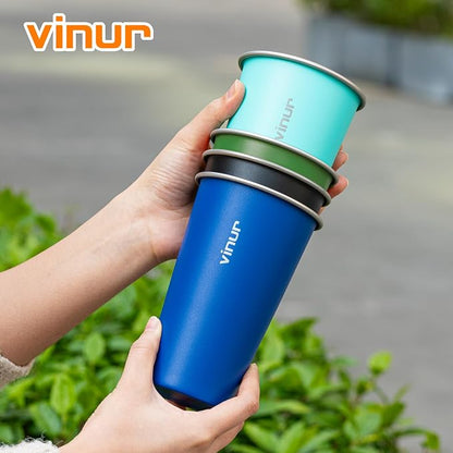 20 oz Stainless Steel Cups-Colorful Stackable Metal Drinking Glasses 4 Pcs |